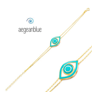 aegeanblue turquoise enamel eye bracelet