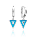 aegeanblue triangle eye enamel earrings - handmade in sterling silver