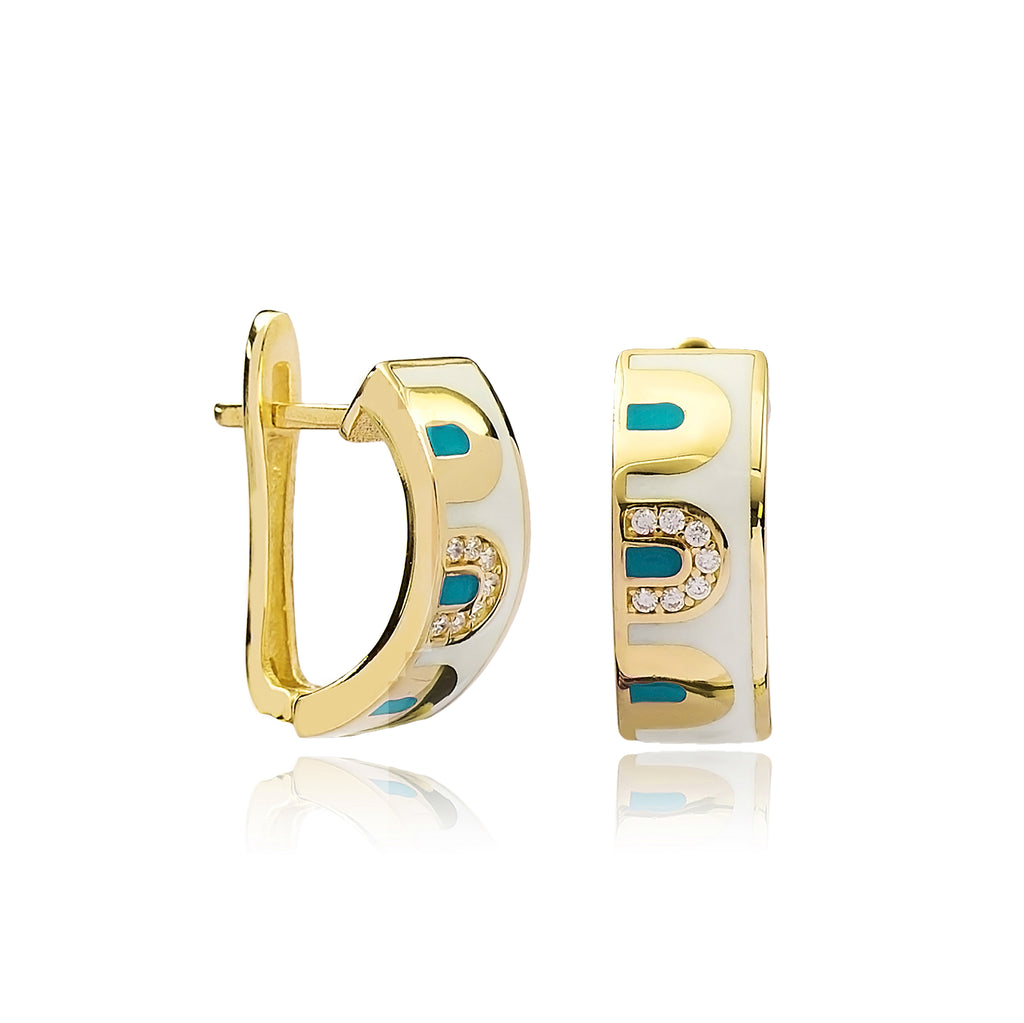 aegeanblue Eftihia earrings handmade in Enamel, 925 sterling silver