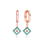 aegeanblue Milos enamel earrings - handmade in sterling silver and rose gold