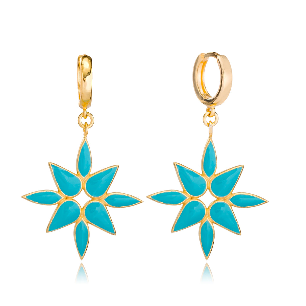 aegeanblue Asteri enamel dangle earrings - handmade in sterling silver