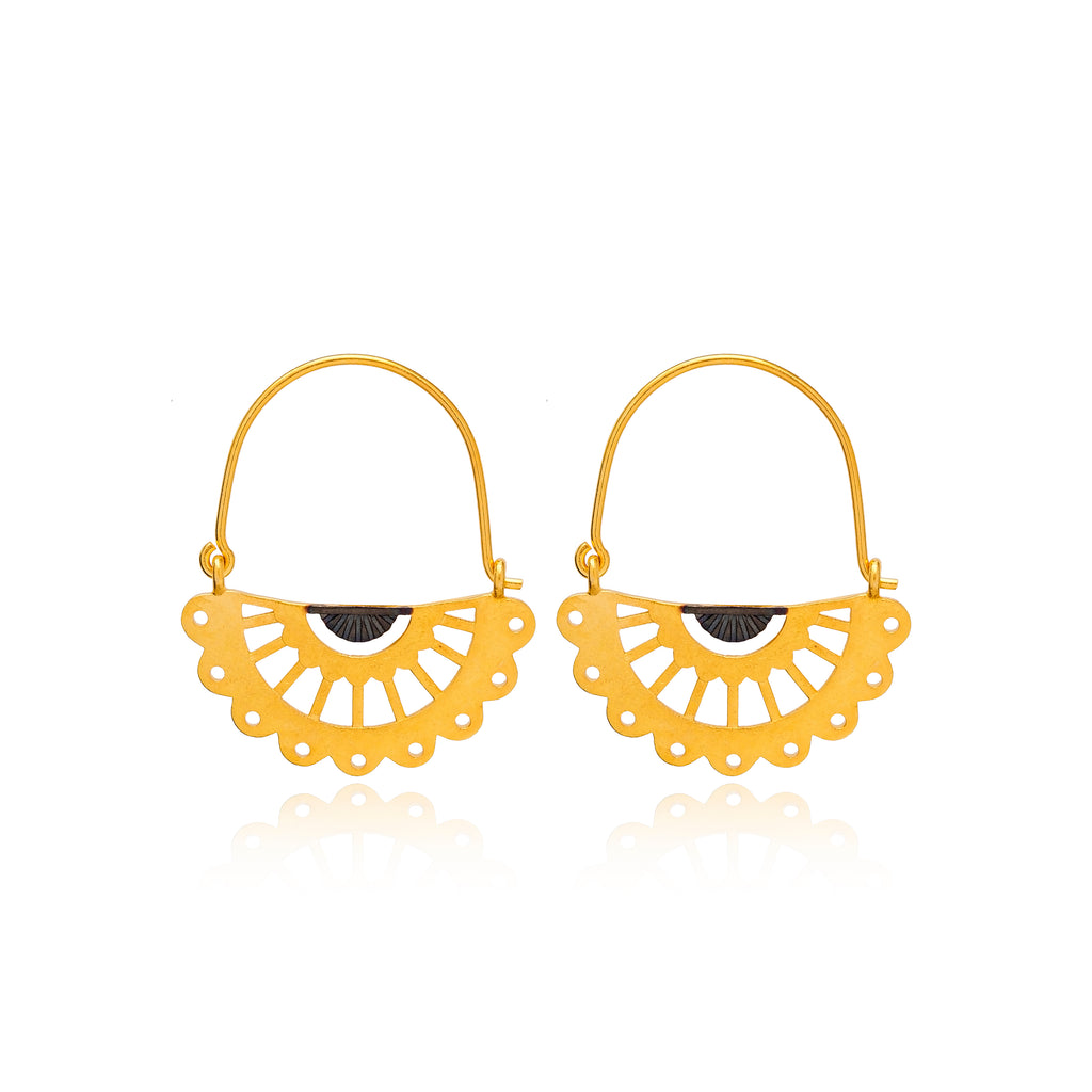 aegeanblue Rhodes hoop earrings -handmade in sterling silver with 22k gold plating
