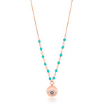 aegeanblue turquoise stone komboloi eye necklace - handmade in sterling silver