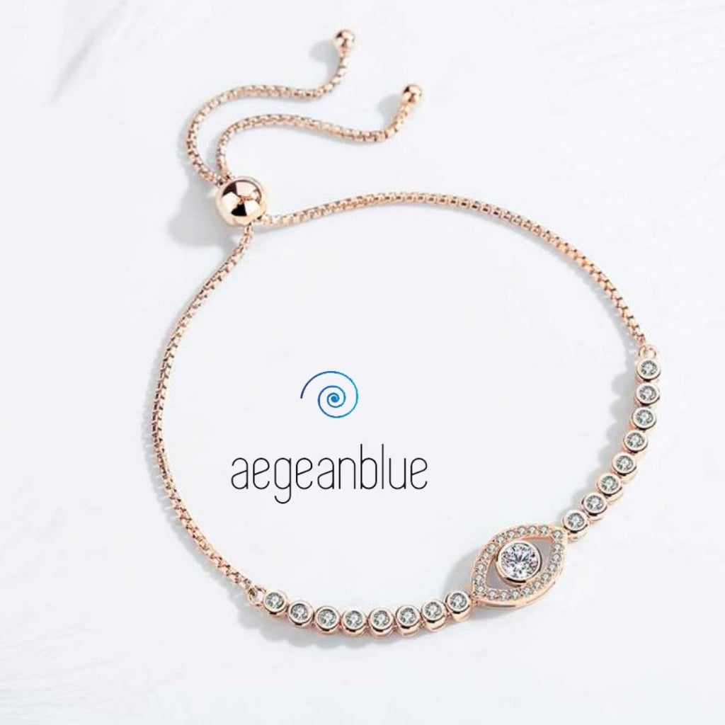 aegeanblue diamante elegant eye bracelet- rose gold